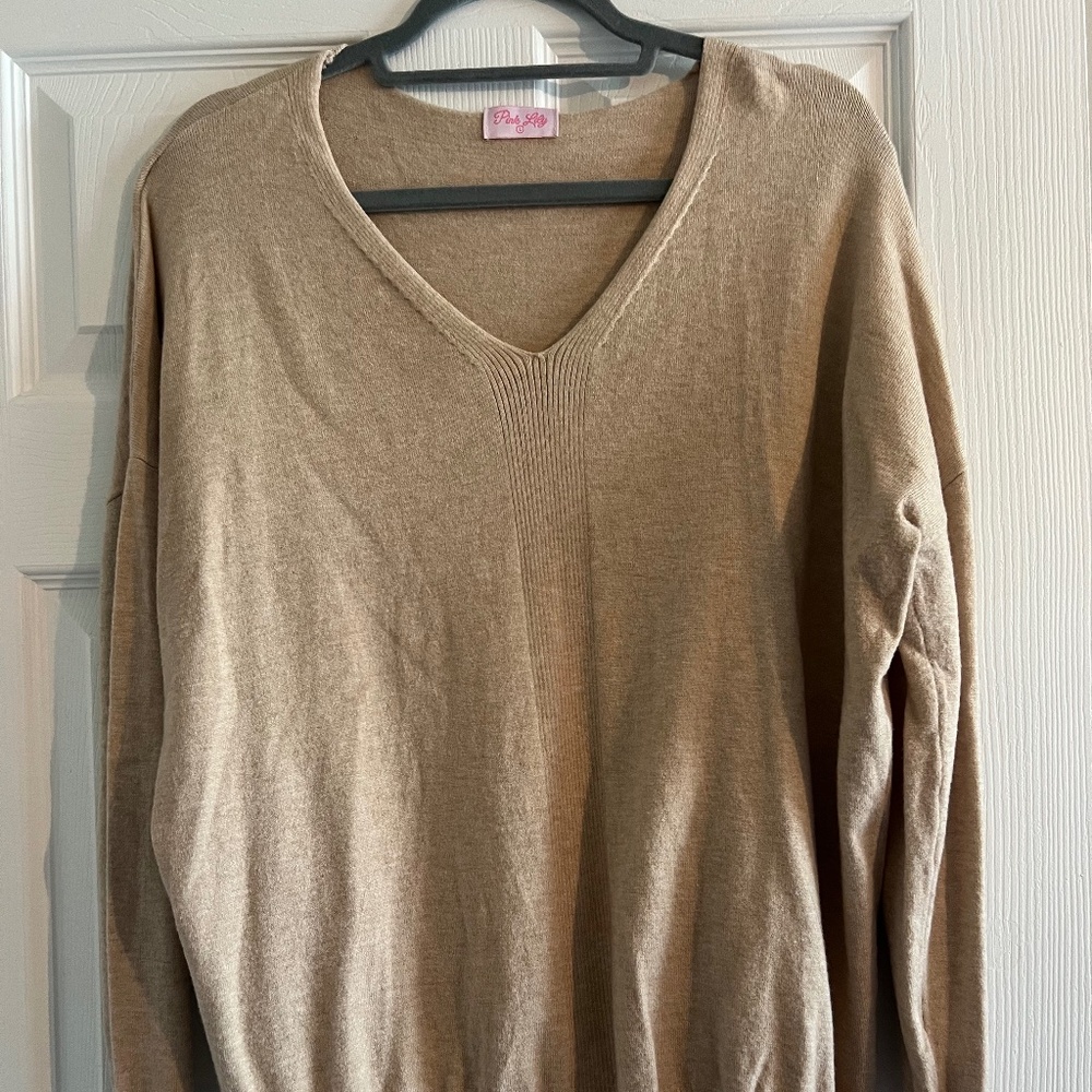 Pink Lily Tan Sweater